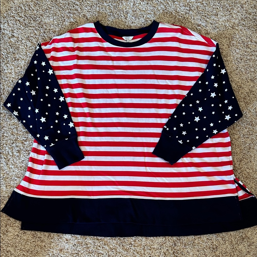 Crown & Ivy Red and White Striped Sweater - Size 3X